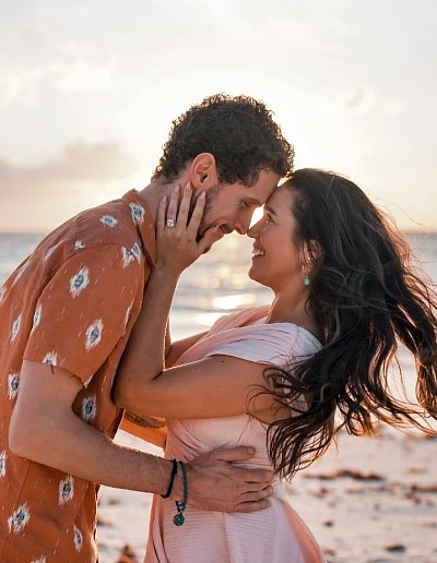 Tulum photographer engagement couple photoshoot surprise proposal
